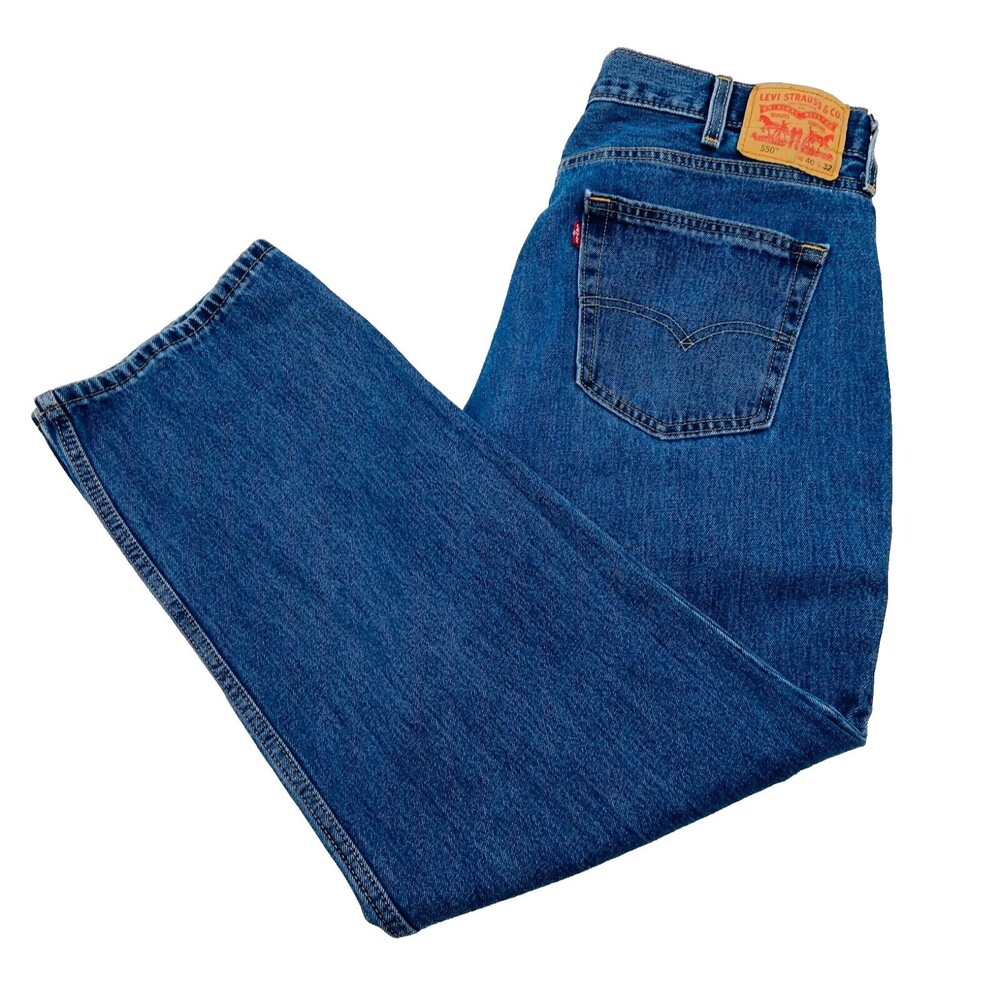 LEVI'S 550 Mens 40x32 Denim Medium Blue Wash Relaxed Fit Soft Jeans/Pants